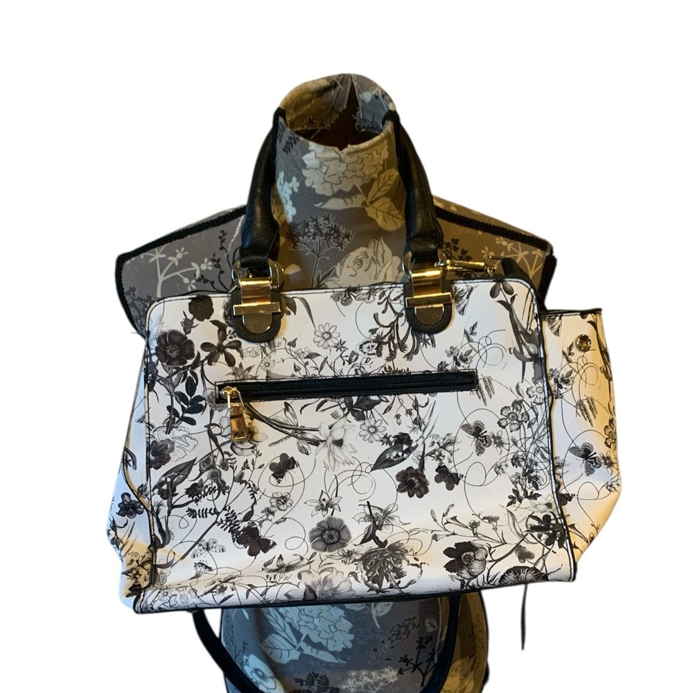 Floral Black and White Women's Bag - Picture 2 of 8